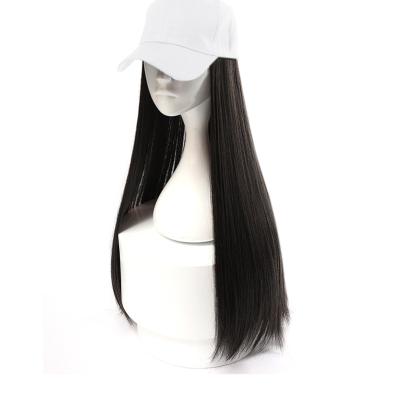 China Natural Black Straight Wigs and Curl JUNSI Long Kinky Cap Wig Naturally Connect Synthetic Adjustable Cap Wig for sale