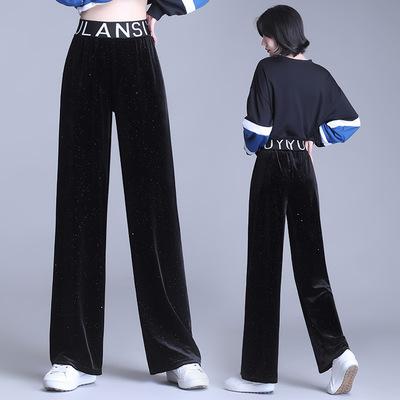 China Autumn Fashion High Waist Wide Velvet Women's Anti-static Design Leg Pants for sale