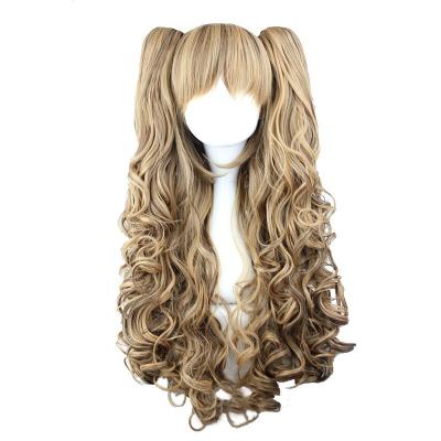 China Mcoser Two Ponytail Brown Haikyuu Cosplay Wig High Quality Long Wavy Halloween Lolita Party Wig 70cm for sale