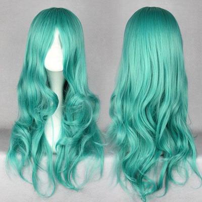 China Moon Kaiou Michiru cosplay wig Mcoser wig 65CM light green sailor curl middle wave wholesale cute wig cosplay for sale