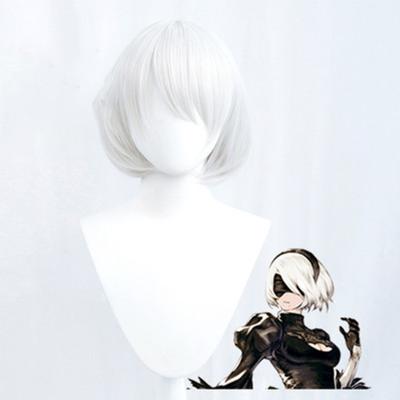 China Wholesale Short Straight 30cm Gray Cosplay Wig Silvery Short NieR: Automata Cosplay 9S Anime Cosplay Hair Synthetic Wig for sale