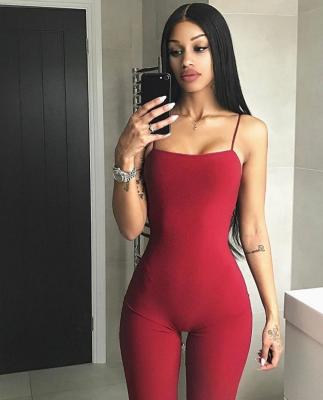 China 2019 Sexy Solid Color Tob Straps Woman Breathable Sexy Nightclub Fashion Rompers Tight Overalls For Women AM042 for sale