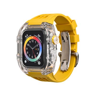 China Fashionable Mod Transparent Rubber Sports 44MM Kit Case For Apple Watch 49mm 45MM Band For iWatch Ultra Series Se Silicone Strap 8 7 6 5 4 for sale