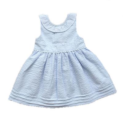 China 2022 new summechildren's cotton washable striped fly sleeve dress children's fashion metal powder natural puff girls dress for sale