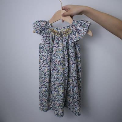 China OEM Washable Green Floral Kids Tops Shirt Dresses New Year Wholesale Smocked Girls Smocked Clothing for sale