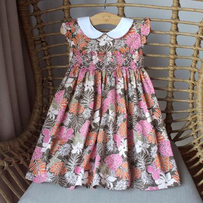 China 2022 Wholesale Anti-wrinkle Smocking Dress New Cotton Embroidered Princess Charlotte Round Dress Same Style Wholesale Neck Smocking for sale