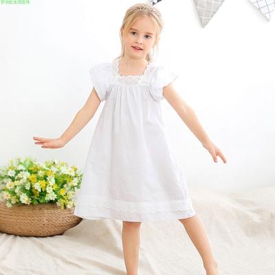 China Washable the new puff sleeve hand-embroidered children's pajamas European Court short-sleeved style for sale