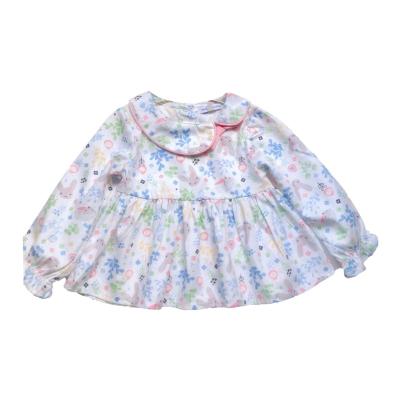 China Anti-pilling new 70-130cm girl's French bunny shirt with asymmetrical petal collar for sale