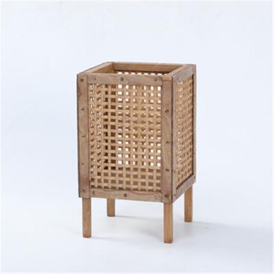 China Viable Bamboo Basket Weave Rectangular Bamboo Decorative Holder Storage Lantern Wooden Candle Holder for sale