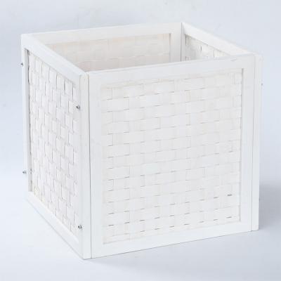 China Square Box White Handmade Cabinet Waste Wood Baskets Folding Bamboo Storage Basket for sale