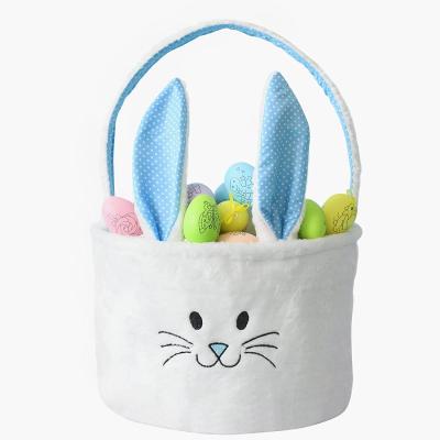 China Wholesale New China Customer Easter Egg Tote Gift Bag Embroidered Personalized Easter Bunny Bucket Basket Plush Toy for sale