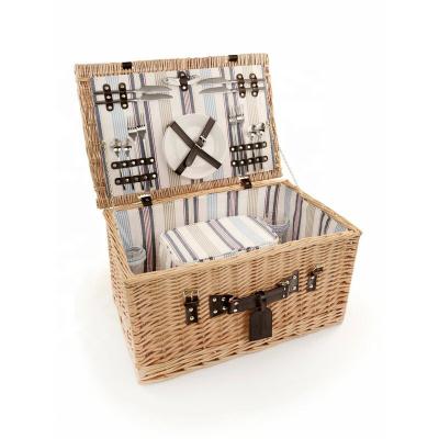 China 4 Person Viable Willow Storage Picnic Basket Set for sale