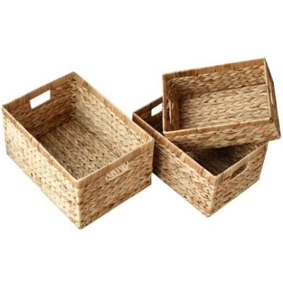 China Hot sale eco-friendly water hyacinth cabinet straw storage basket handmade woven basket for sale