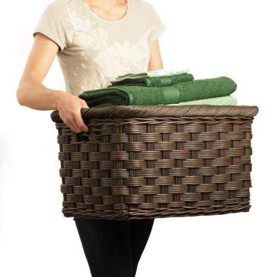 China New Style Viable Wholesale Rectangle Weave Willow HandWoven Wicker Laundry Storage Baskets With Handle for sale