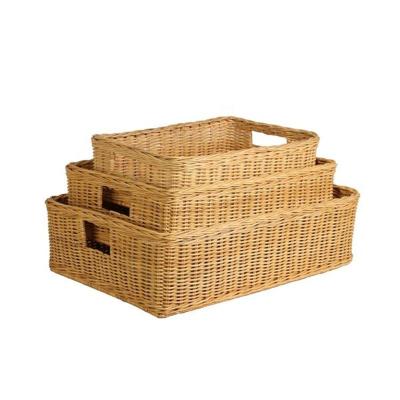 China Willow Rectangle Weave Wicker Storage Basket Handwoven Custom Viable Factory Direct New Style for sale