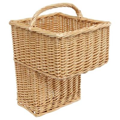 China Factory direct woven wicker tidy laundry stair step storage/storage basket with handle for sale