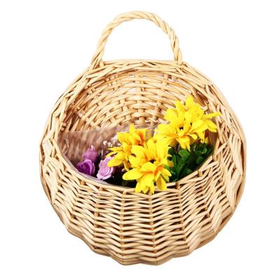 China Decorative Wall Hanging Willow Wicker Planter Woven Flower Wicker Basket for sale