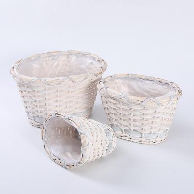 China China Balcony Custom Factory Wholesale Cheap Modern Wood Scrap Handmade Wicker Woven Flower Gardening Baskets for sale