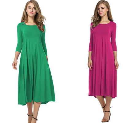 China Breathable Hot Selling Ladies Sheath Long Elegant Sheer Color Skirt Dresses Plus Size Women Casual Dresses for sale