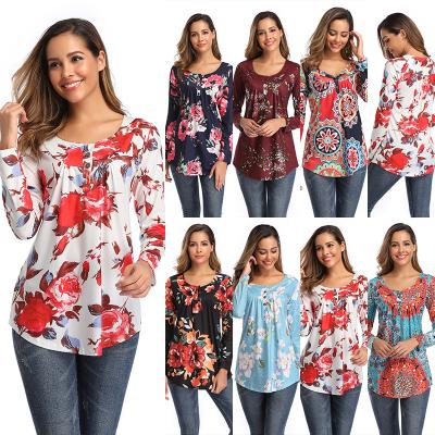 China Latest Design Viable Popular Style Ruffled Long Sleeves Tops Casual T Shirt Tops For Women Plus Size Blouses for sale