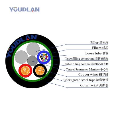 China Youdlan Graphic Terminals Outdoor Aerial Opto Electric Composite Hybrid Fiber Optic Cable for sale