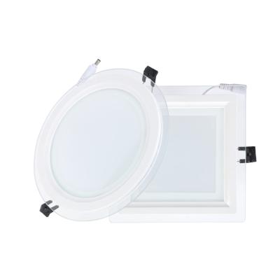 China Custom High Quality Recessed Exterior Frameless Interior Lights Square Panel Light 3 Colors Lead Glass Panel Light for sale