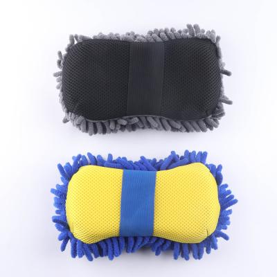 China Full Polyester Chenille Mesh Eco-Friendly Sandwich Car Wash Sponge Block Customizable Eco-Friendly for sale