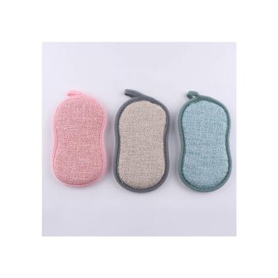 China Sustainable Plush Knitted Double Sided Microfiber Collar Fleece Cleaning Sponge For Kitchen Home Appliance Car Cleaning for sale