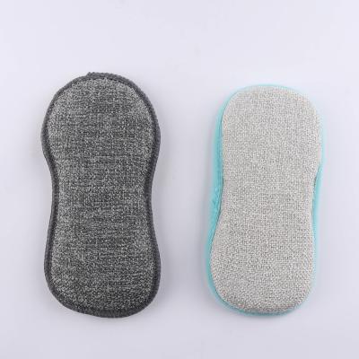 China Sustainable Plush Knitted Double Sided Microfiber Collar Fleece Cleaning Sponge For Kitchen Home Appliance Car Cleaning for sale