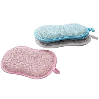 China Gray Blue Sustainable Eco-Friendly Double Sided Microfiber Coral Fleece Kitchen Cleaning Sponge for sale