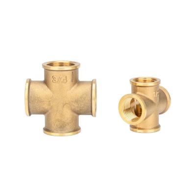 China Famale Hot Selling Brass High Pressure Cross Wire Connector Accessory 4 Ways Pipe Fitting Equal for sale