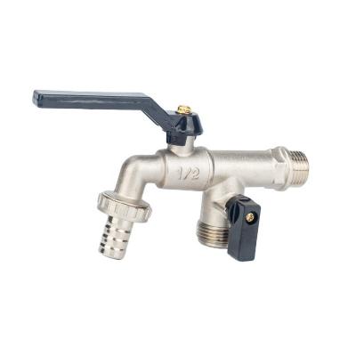 China General High Quality Rubber Faucet Water Switches General Tap 2 Handle 2 Ball Valve Bib Nickel Plated Brass Bibcock for sale