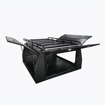 China Hot Selling Aluminum 3 Door Tool Instrument Storage Ute Tray Canopy With Roof Rack For Ute Tray Or Truck for sale