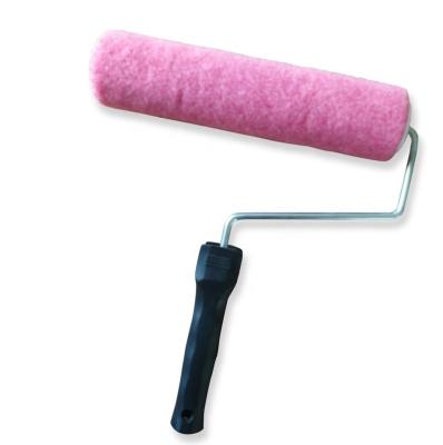 China Stick System 9 Inch Black Short Pile Knit-Polyester PP Handle Paint Roller Pink for sale