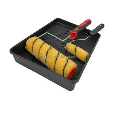 China Economical 9 Inch Paint Roller Tray Set Scratch Roller Paint Brush With Plastic Tray for sale