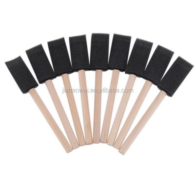 China Different Size Clean Wooden Foam Paint Sponge Brush Handle Sponge Paint Brushes for sale