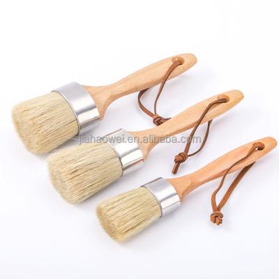 China Art Painting Professional Round Hair Brush Furniture Chalk Wax Bristle Natural Round Brush for sale