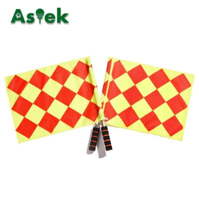 China Waterproof Polyester Pongee Football Soccer Referee Hand Flag With Sponge Grip for sale