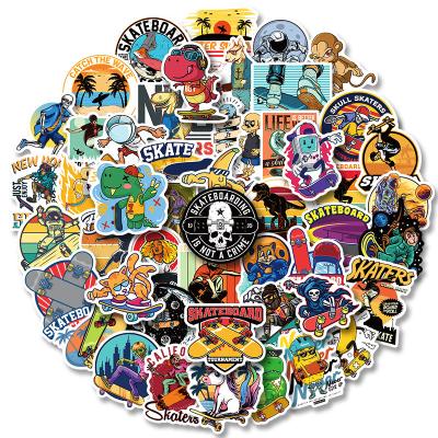 China 50Pcs Skateboard Sticker Cool Decorative Stickers Brands Personalized Cartoon Balance Car Scooter Luggage Guitar Graffiti Decorative Stickers for sale