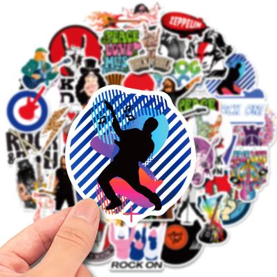 China Fridge Decorative Personality Car Graffiti Label Stickers Guitar Series Rock Band Sticker 50Pcs for sale