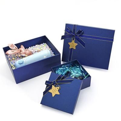 China Recyclable Ribbon Bowknot Custom Printing Gift Boxes Paper Packaging Rigid Cardboard Box For Weddings for sale