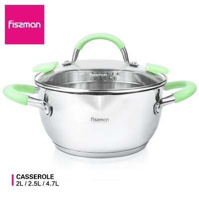 China FISSMAN Sustainable Stainless Steel Cookware Casserole Dish Kitchen Cooking Save Hot Double-ear Cooking Pot for sale