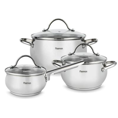 China Fissman professional kitchen cookware 3 sets stainless steel pot sustainable casserole set for sale