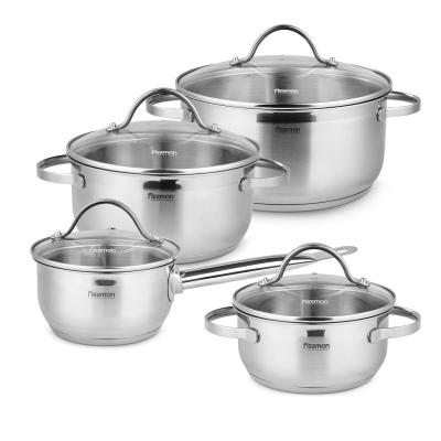 China Sustainable Fissman Wholesale 4 Sets Kitchen Cookware Set With Glass Lids for sale