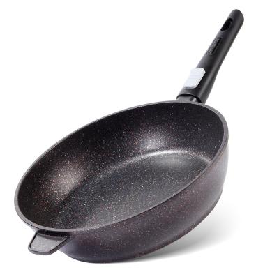 China Durable Fissman Cast Aluminum 28cm Non Sticking Stone Coated Sauté Pan Frying Pan With Removable Handle for sale