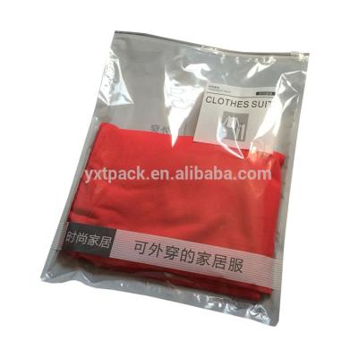 China Recyclable custom printed packaging of black plastic bags with zipper for clothing etc bags. Opp for sale