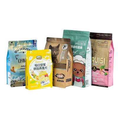 China Moisture Proof Dog Food Bag Customized Eight Edge Sealing Flat Bottom Bag With Ziplock For Pet Food Product Packaging Bag Food Dog and pet for sale