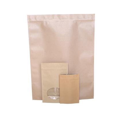 China Security Kraft Bags With Window Stand Up Ziplock Bag Large Seal Paper Bag Food Storage Resealable Pouch for sale