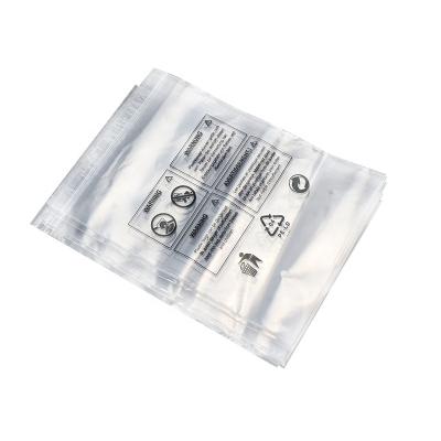 China Barrier custom printed plastic clear self adhesive poly bag with choking warning 1.5mil 2mil 3mil available for sale