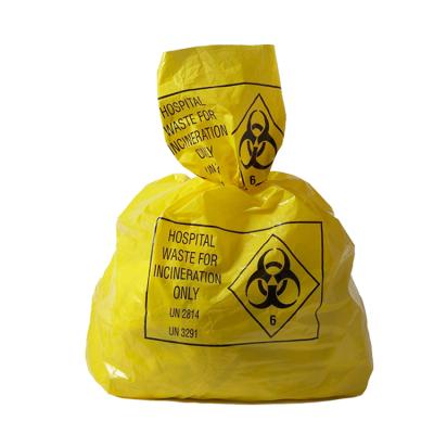 China Biohazard Biohazard Plastic Waste Bag Yellow Biodegradable Large Bag Medical Waste Autoclave For Hospital Waste for sale